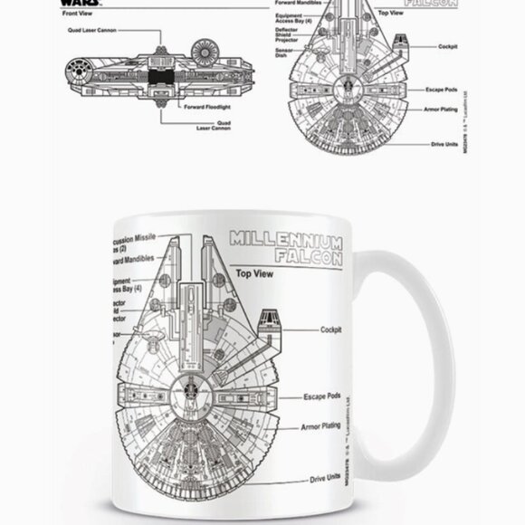 New Star Wars Millennium Falcon Schematics Sketch 11 oz. Mug - Picture 2 of 5